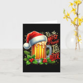 Funny Drinking Christmas Santa Beer Lovers Trend N カード (黄色い花)