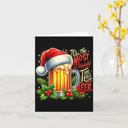 Funny Drinking Christmas Santa Beer Lovers Trend N カード (黄色い花)