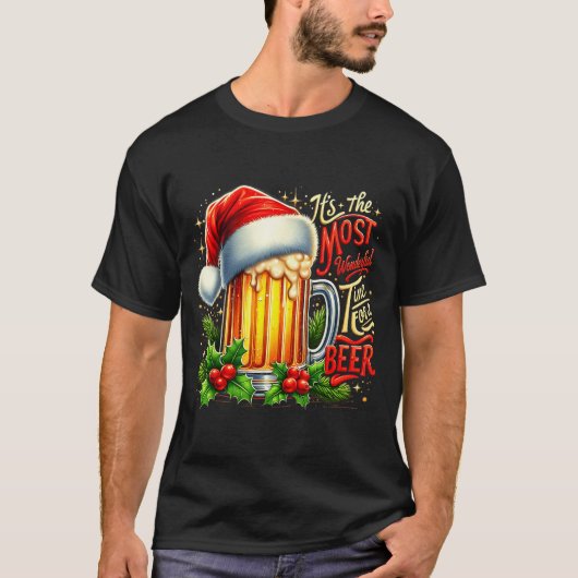 Funny Drinking Christmas Santa Beer Lovers Trend N Tシャツ (正面)