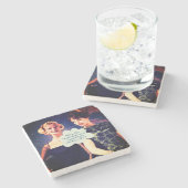 Funny Drinking Friend Sister Fun  ストーンコースター (横)