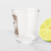 Funny Drinking Themed Bottoms Up! Lotus Art Border ショットグラス (右)