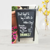 Funny Drinks Mothers Day Message Card カード (黄色い花)