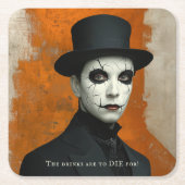 Funny Drinks to Die For Gothic Halloween スクエアペーパーコースター (正面)
