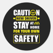 Funny Driver's License New Driver ラウンドシール (正面)