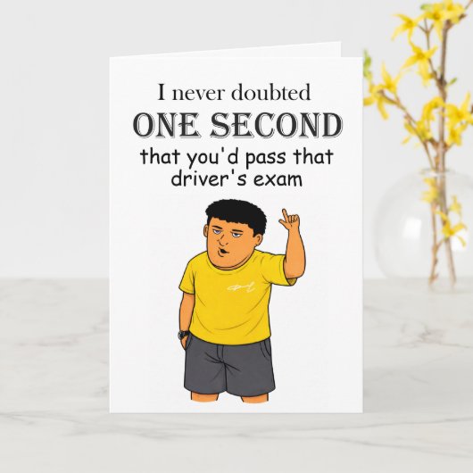 funny drivers test congratulations カード (黄色い花)
