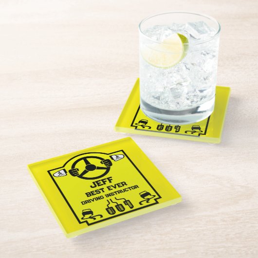 Funny Driving Instructor Gift ガラスコースター (アングル)