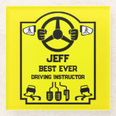 Funny Driving Instructor Gift ガラスコースター (正面)