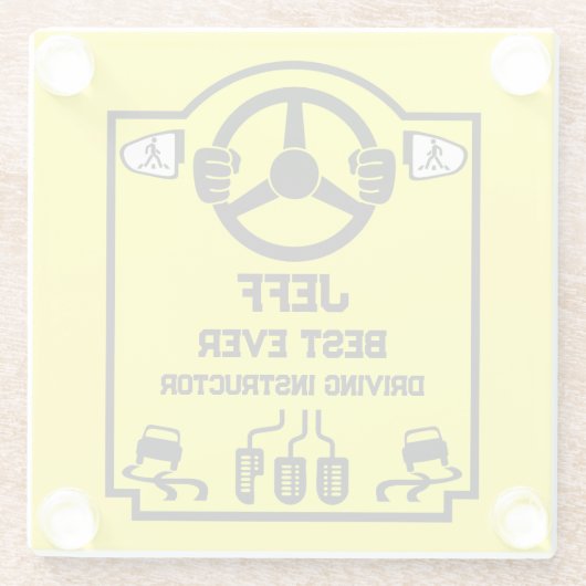 Funny Driving Instructor Gift ガラスコースター (裏面)