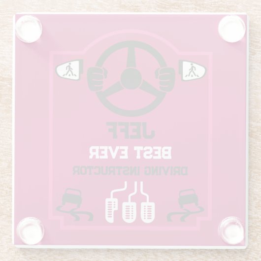 Funny Driving Instructor Gift ガラスコースター (裏面)