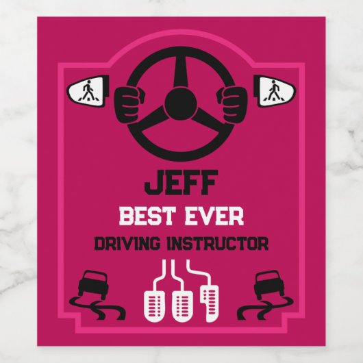 Funny Driving Instructor Gift ワインラベル (シングルラベル)