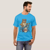 Funny Drummer Bear Born To Groove Tシャツ (正面フル)