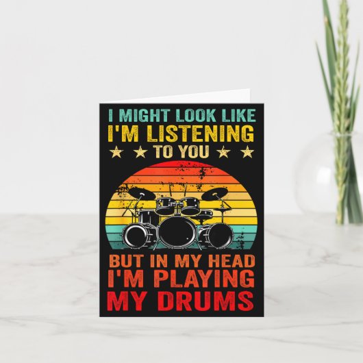Funny Drummer Men Women Drumline Drumming Musical  カード (正面)
