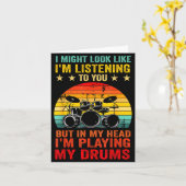 Funny Drummer Men Women Drumline Drumming Musical  カード (黄色い花)