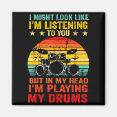 Funny Drummer Men Women Drumline Drumming Musical  マグネット (正面)