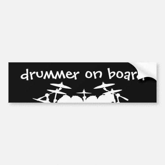 Funny Drummer on Board Drum Kit Drumming Musician バンパーステッカー (正面)