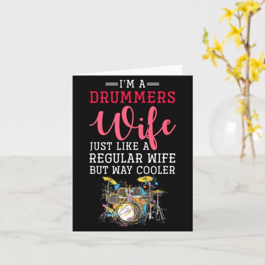 Funny Drummers Wife Valentines Day Gift Drums  カード (黄色い花)