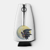 Funny Drunk Halloween Full Moon Bat ボトルクーラー (裏面)