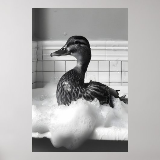 Funny Duck Bubble Bath Print, Bathroom Wall Art ポスター (正面)