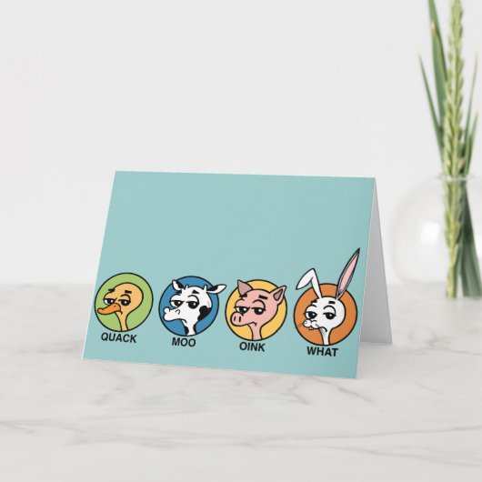 FUNNY DUCK COW PIG AND RABBIT GREETING CARD カード (正面)