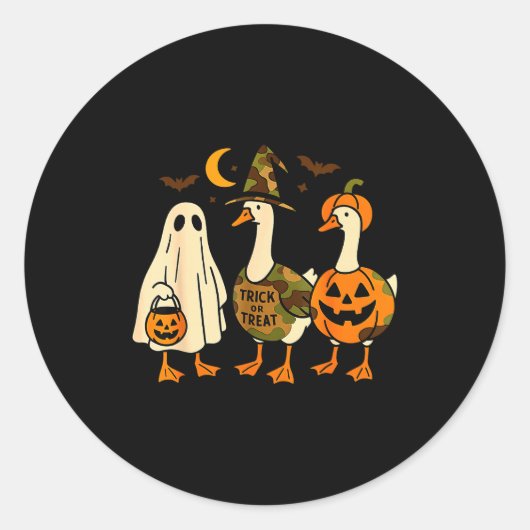 Funny Duck Duck Boo Halloween Costume Duck ラウンドシール (正面)