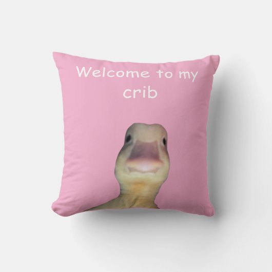Funny Duck Meme – “Welcome to My Crib” Cute Animal クッション (正面)