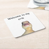 Funny Duck Meme – “Welcome to My Crib” Cute Animal スクエアペーパーコースター (アングル)