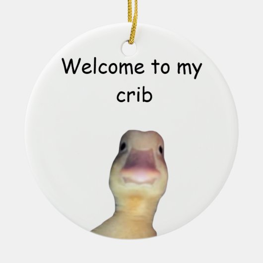 Funny Duck Meme – “Welcome to My Crib” Cute Animal セラミックオーナメント (正面)