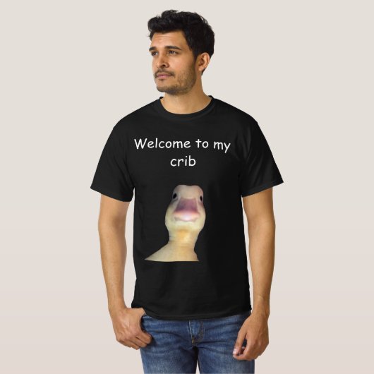 Funny Duck Meme – “Welcome to My Crib” Cute Animal Tシャツ (正面フル)