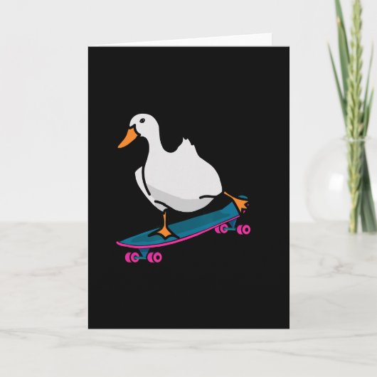 Funny Duck On Skateboard Skateboarding Longboard  カード (正面)