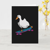 Funny Duck On Skateboard Skateboarding Longboard  カード (黄色い花)