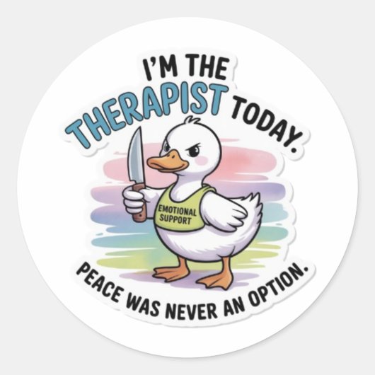 Funny Duck Peace Was Never An Option Sticker - Emo ラウンドシール (正面)