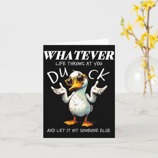 Funny Duck Shirt Funny Quote Graphic Tees For Men  カード (黄色い花)