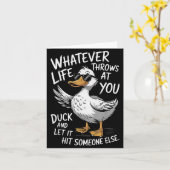 Funny Duck Shirt Funny Quote Graphic Tees For Men カード (黄色い花)