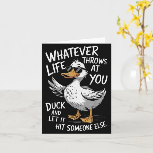 Funny Duck Shirt Funny Quote Graphic Tees For Men  カード (黄色い花)