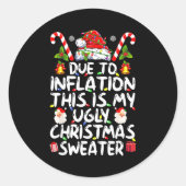 Funny Due To Inflation This Is My Ugly Sweater For ラウンドシール (正面)