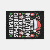Funny Due To Inflation Ugly Christmas Sweaters Men フリースブランケット (正面(横))