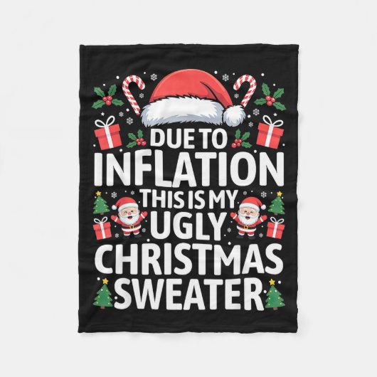 Funny Due To Inflation Ugly Christmas Sweaters Men フリースブランケット (正面)