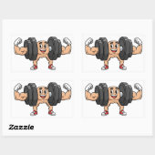 Funny Dumbbell Cartoon Flexing Sticker 長方形シール (シート)