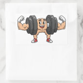 Funny Dumbbell Cartoon Flexing Sticker 長方形シール (バッグ)