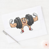 Funny Dumbbell Cartoon Flexing Sticker 長方形シール (封筒)