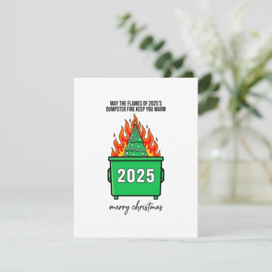 Funny Dumpster Fire 2025 Xmas Greeting Card シーズンカード (スタンド正面)