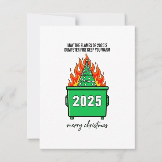 Funny Dumpster Fire 2025 Xmas Greeting Card シーズンカード (正面)