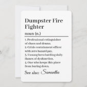 Funny Dumpster Fire Fighter Definition Card 招待状 (正面)