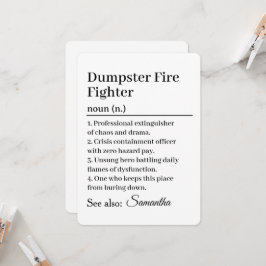 Funny Dumpster Fire Fighter Definition Card 招待状