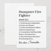 Funny Dumpster Fire Fighter Definition Card 招待状 (正面/裏面)