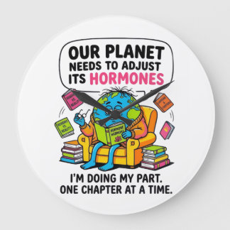 Funny Earth Reading Book - Our Planet Needs To Adj ラージ壁時計