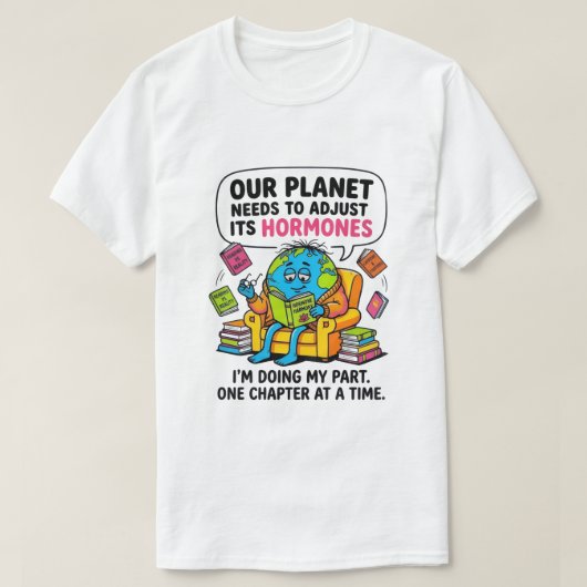 Funny Earth Reading Book - Our Planet Needs To Adj Tシャツ (デザイン正面)