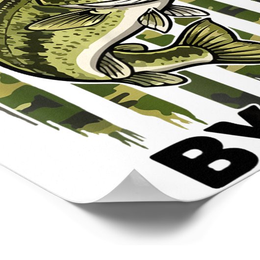 Funny Easily Distracted By Camo B Fish American Fl ポスター (角)
