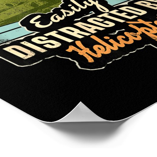 Funny Easily Distracted By Chinook Helicopter Retr ポスター (角)