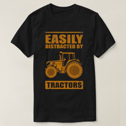 Funny Easily Distracted By Tractors Gift Cool Farm Tシャツ (デザイン正面)
